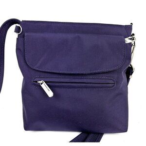Travelon Anti Theft Classic Crossbody Bag Bag Purple Canvas Handbag Purse NEW